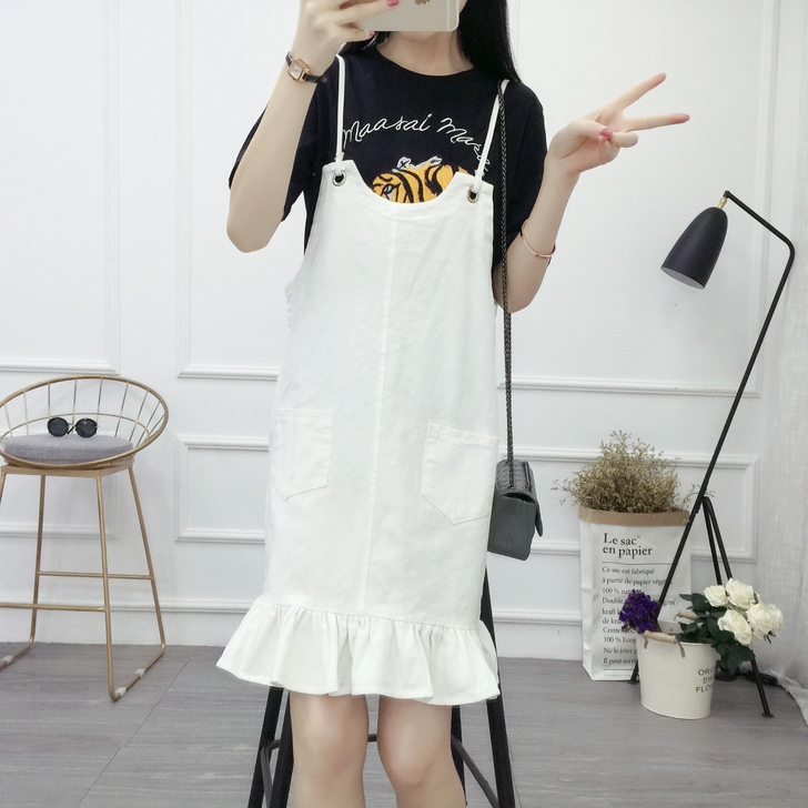 牛仔背带裙春女小清新学院风2018新款夏学...