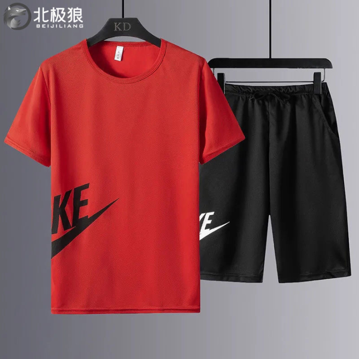 2021夏季薄款运动套装男士速干透气运动服...