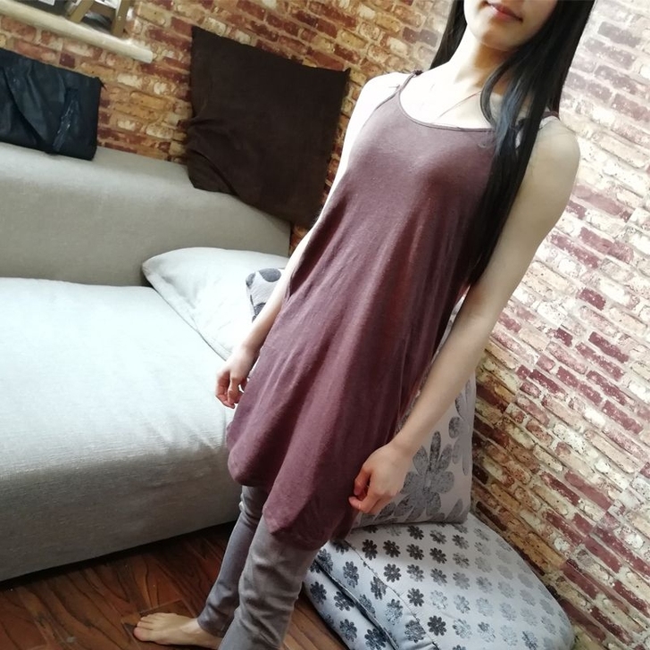 全新达衣岩棉麻材质纯色单穿吊带背心裙女中长...