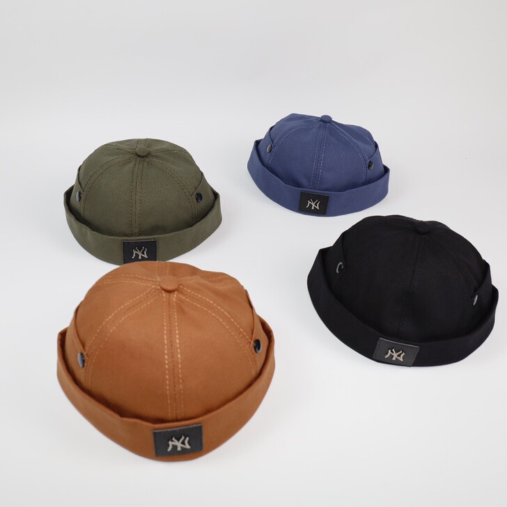 NY男女嘻哈款地主帽 街头潮流无檐帽子 时...