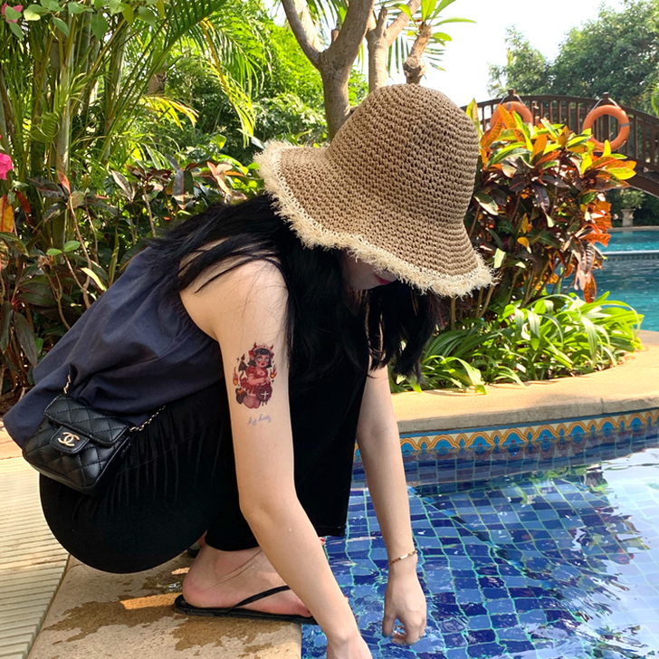 休闲！可折叠韩版大檐草帽女夏季出游海边沙滩...