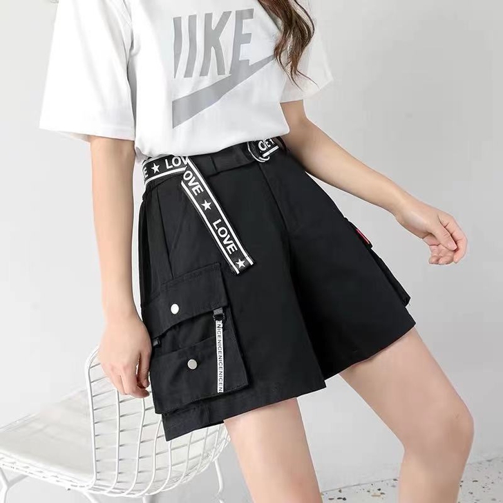 2021新款工装短裤女夏高腰显瘦学生韩版宽...