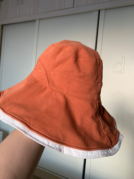 九成新砖红色渔夫帽大帽檐纯棉