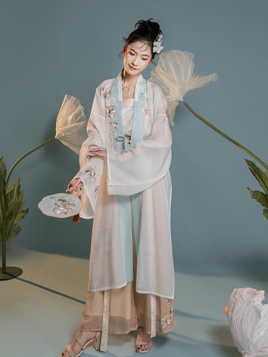 汉尚华莲栀音汉服女原创宋制长褙子宋裤背心三...