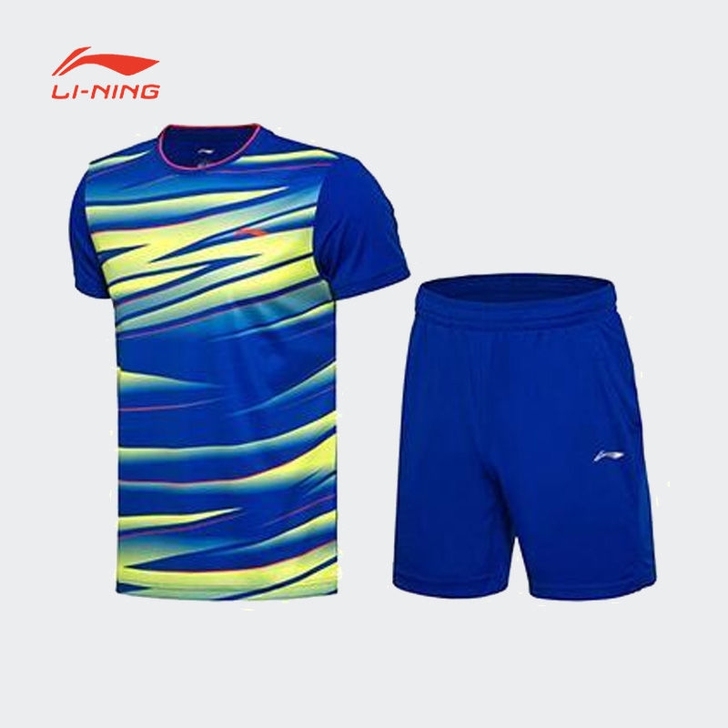 李宁运动套装春夏男速干透气T恤短裤羽毛球专...