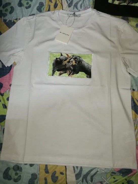 男女中性风罗威纳狗图案时尚休闲短袖t恤全新...