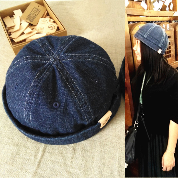 牛仔瓜皮帽复古，女