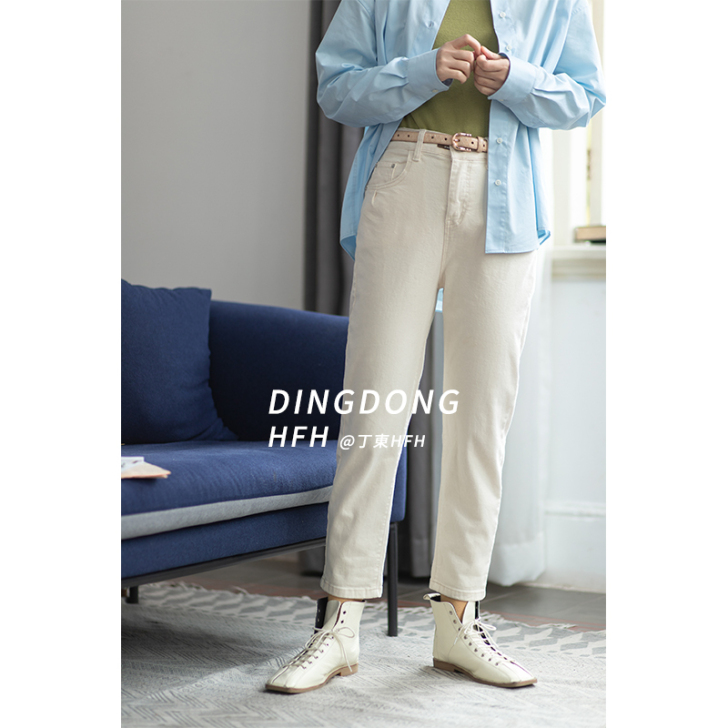 [丁東马]小脚休闲牛仔裤女修身百搭春秋女装...
