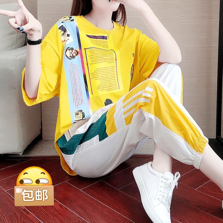 短袖两件套 运动套装女潮牌时尚2021夏季...