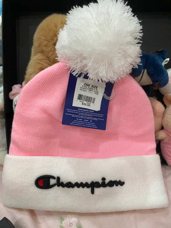 正品 Champion冠军帽子 粉色针织帽...