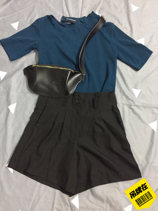 个性t黑色高腰短裤 码数m码 38米