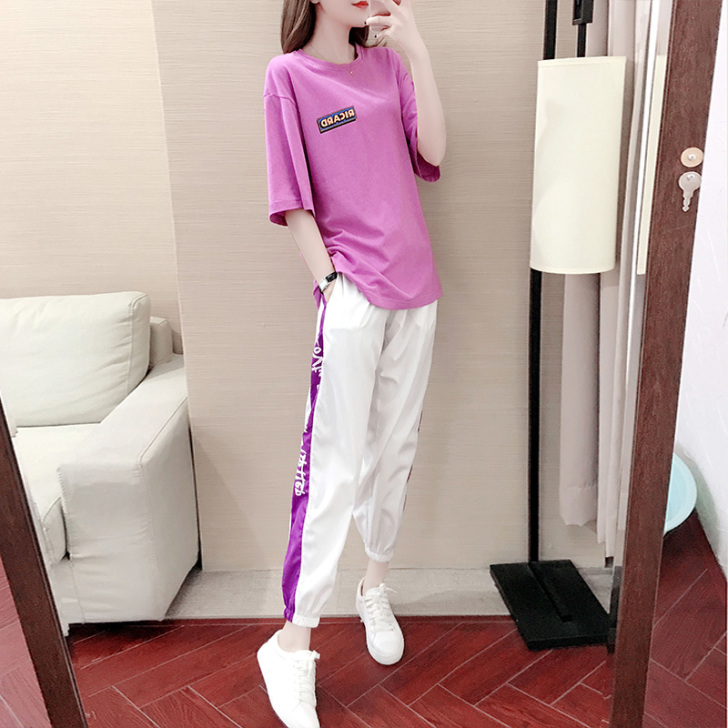 短袖运动套装女2021夏装新款网红韩版宽松...