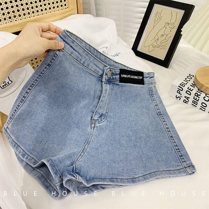 牛仔短裤女高腰简约裤子