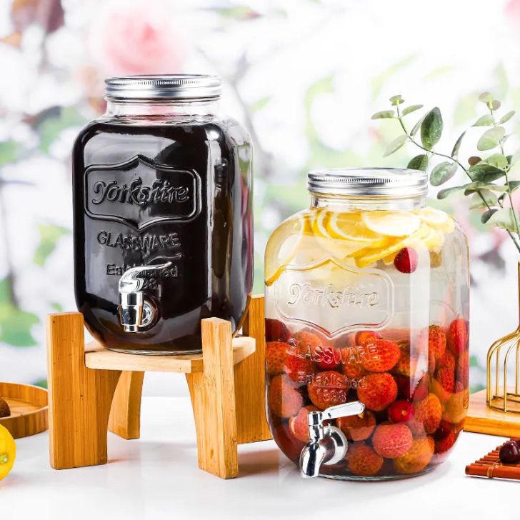 透明玻璃容器专用泡酒瓶甜品台饮料桶带龙头柠...