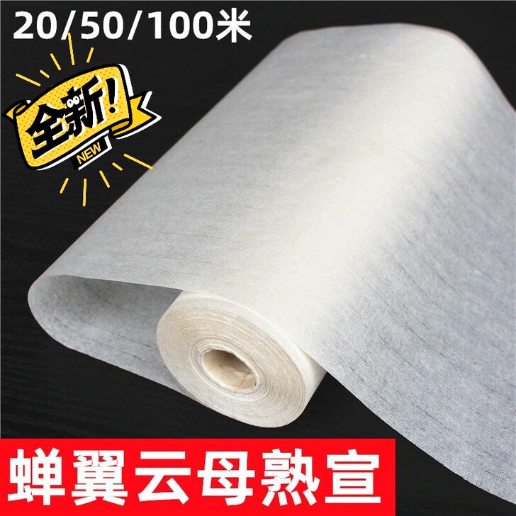 蝉翼云母熟宣长卷蝉衣宣纸小楷创作书法长卷纸...