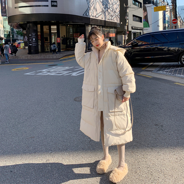 白色羽绒服女中长款2019冬季新款韩版爆款...