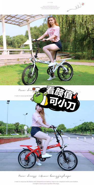 20寸折叠自行车前后减震双碟刹变速一体轮男...