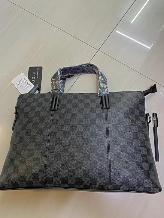 单肩斜挎新款韩版办公男士手提包格纹时尚潮流...