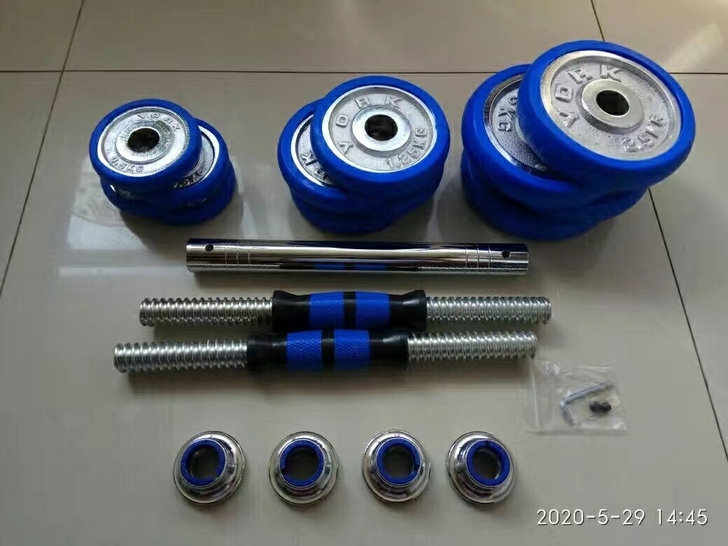 电镀纯铁哑铃男士健身家用器材可调节重量钢制...