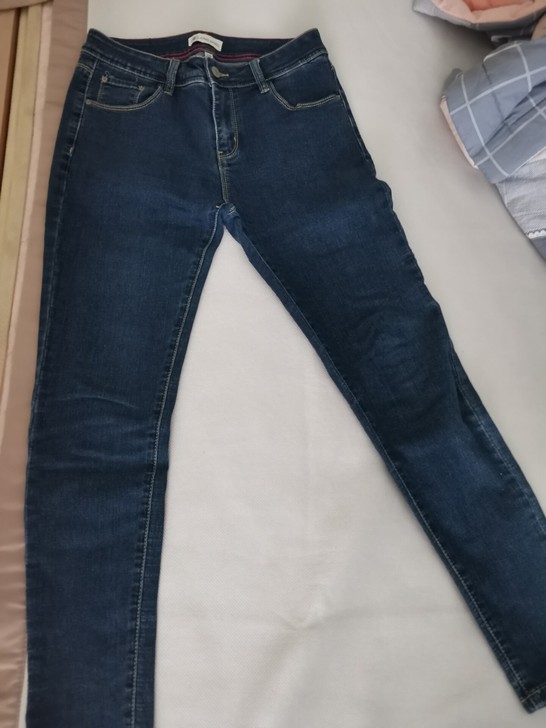 琼斯维格28码女牛仔裤,简约通勤瘦腰,深蓝...