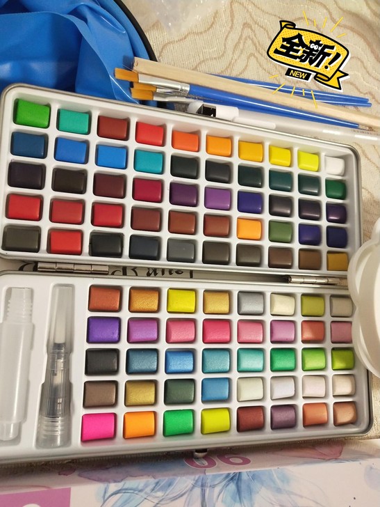72色90色珠光色固体水彩颜料套装美术用品...