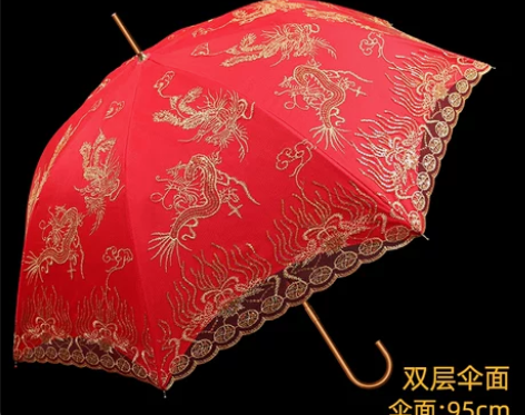 【年货价】高档结婚红伞婚伞新娘伞红色婚庆用...