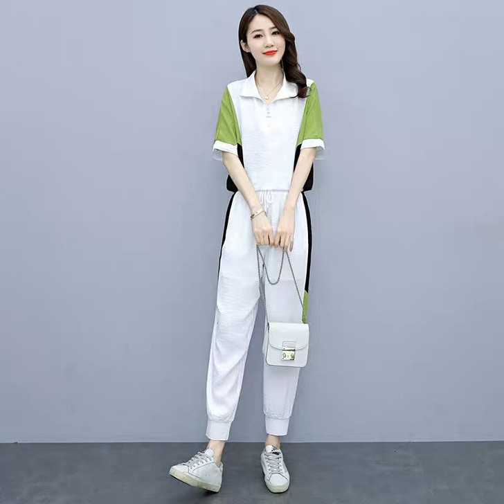 清货清仓女士运动套装夏装拼接显瘦女装透气舒...