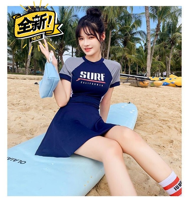 新款游泳衣女士连体保守遮肚显瘦 韩国ins...