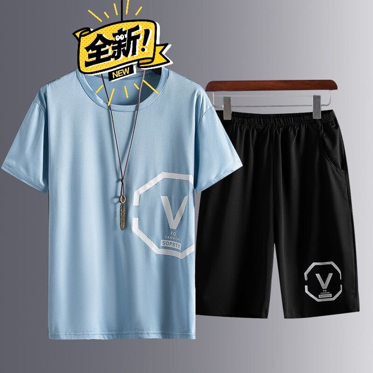 【清仓处理】2021夏季休闲冰丝男士短袖两...