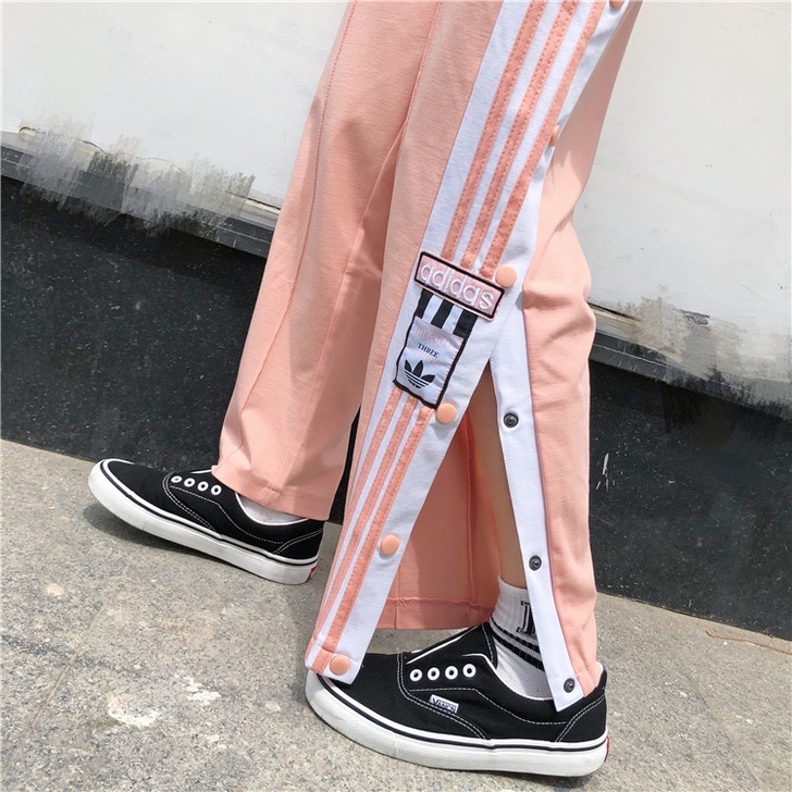 Adidas阿迪达斯三叶草新款情侣款排扣裤...