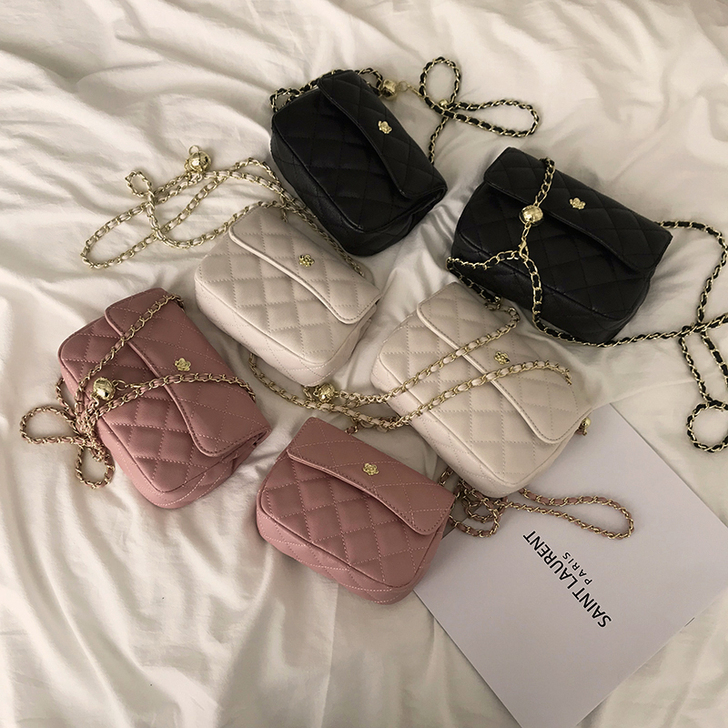 小香风斜挎包包女2020新款潮网红菱格链条...