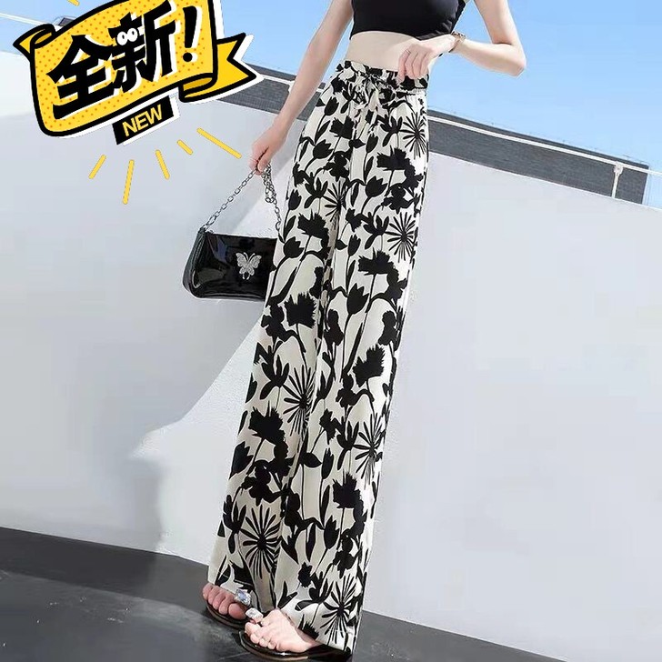 王炸   休闲直筒阔腿裤女裤夏季新款高腰宽...