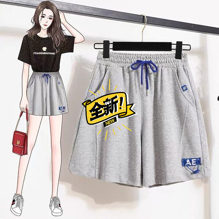 运动短裤女夏宽松韩版外穿跑步休闲a字阔腿高...