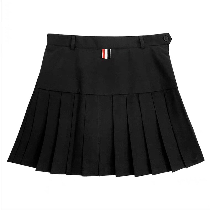 高腰西装料tb百褶裙女春秋A字裙