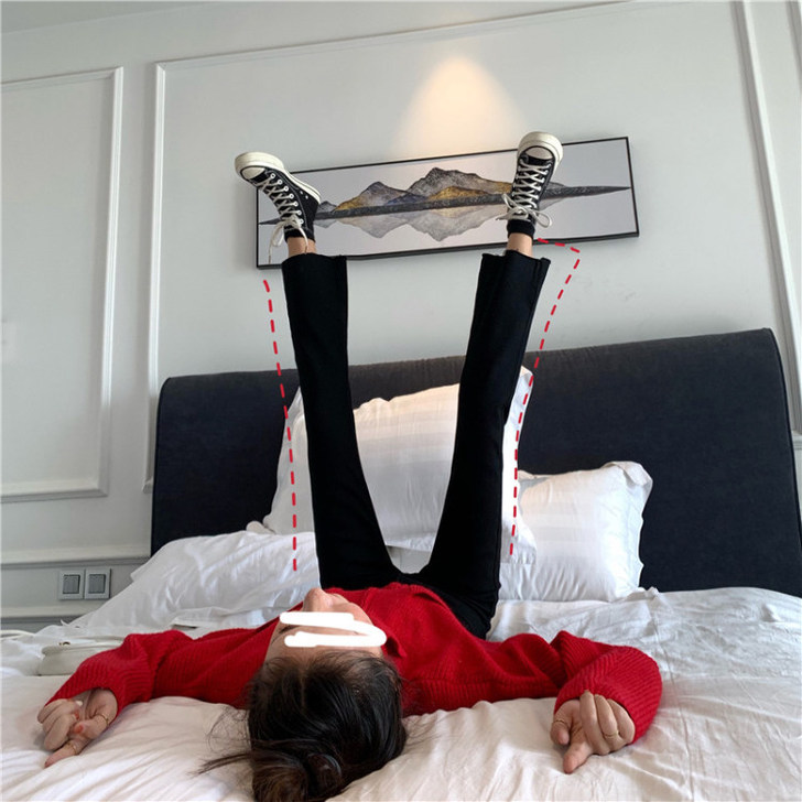 复古港风chic裤子女夏季显瘦显高黑色牛仔...