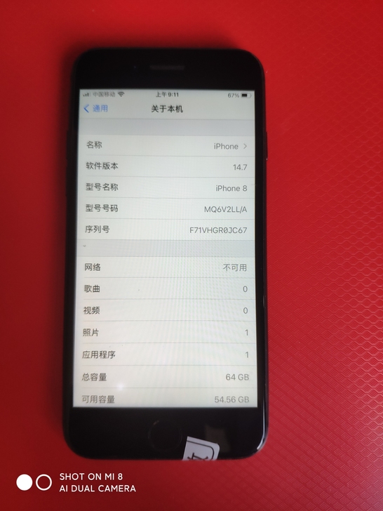 iPhone8，64G，指纹灵敏，摄像清晰...