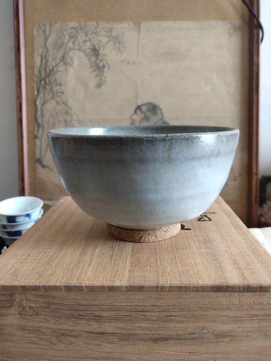 日本回流,青龙窑,平清水烧,残雪釉茶碗,口...