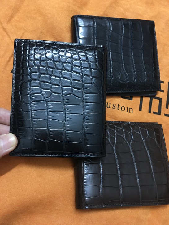 尼罗鳄鱼皮钱包男短款商务两折男士钱夹横款皮...