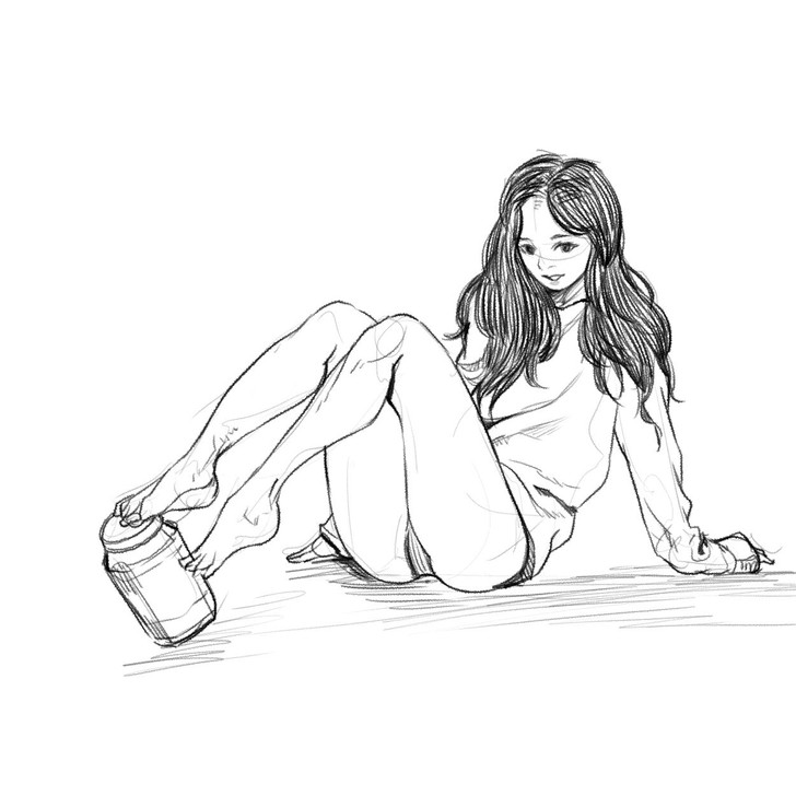 漫画线稿，动漫素材插画手绘人体动作素材。