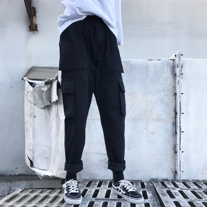 hiphop工装裤子街头宽松bf港风原宿小...