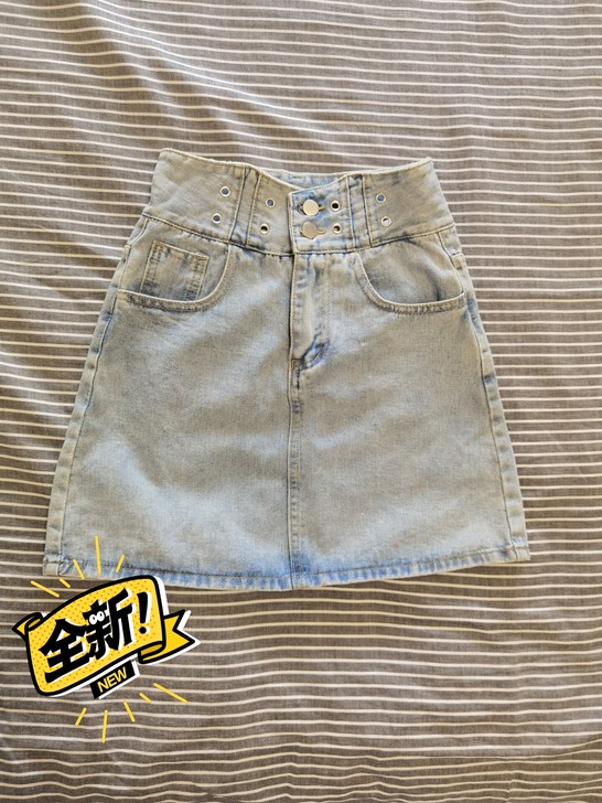 全新 高腰牛仔短裙半裙
