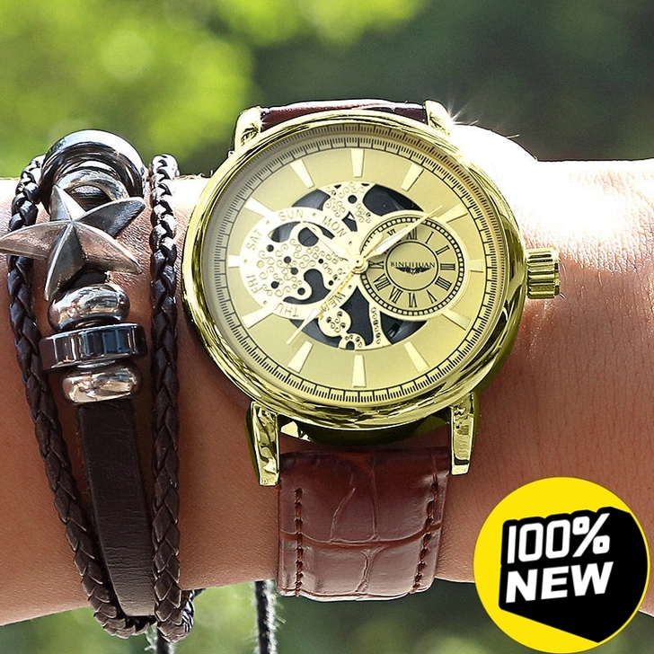捡漏价 新款全自动机械表手表男士镂空商务防...