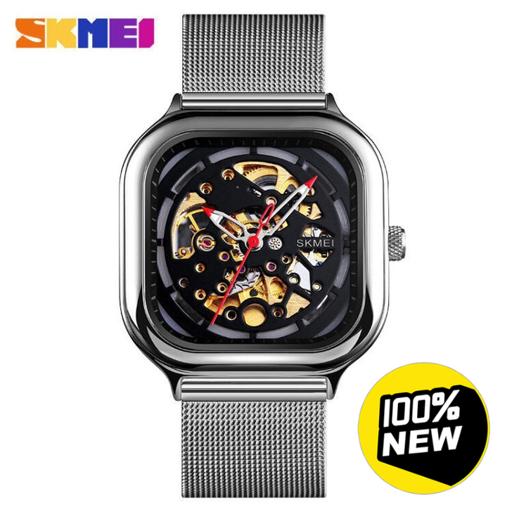 【公司礼品】时刻美方形机械表男自动镂空机械...