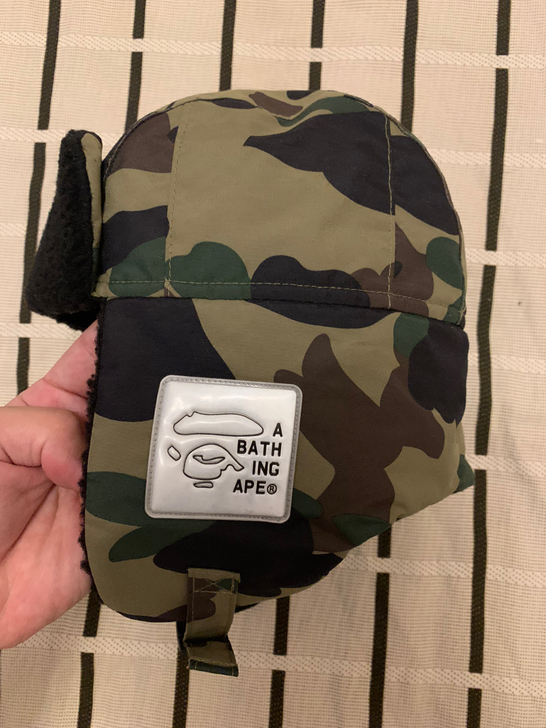 bape camo 绿迷彩 雷锋帽 滑雪帽...