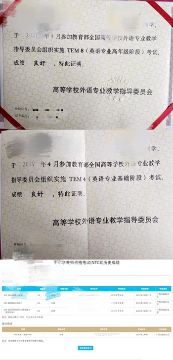英语专业毕业 专四专八良好  已考上研究生