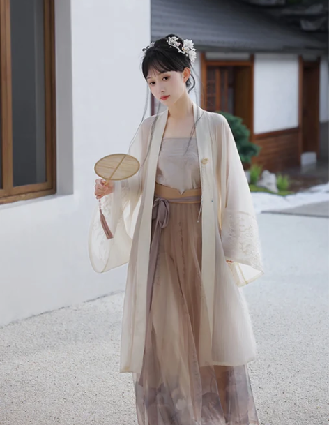 汉服七月夕原创汉服 坠清影 绣花吊带立领长...