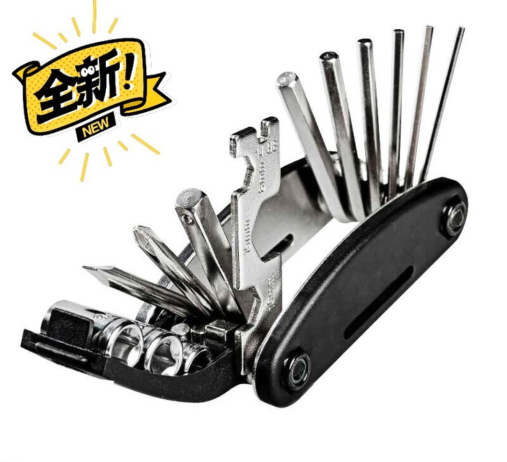 山地车工具自行车修理补胎16合一多功能组合...