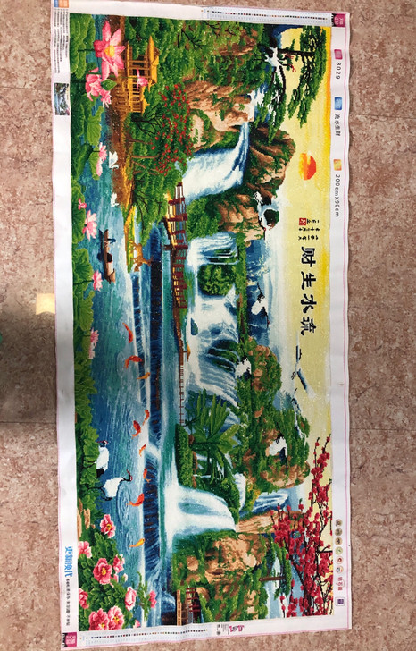 我妈纯手工一针一线绣的刺绣画，亮面的90c...