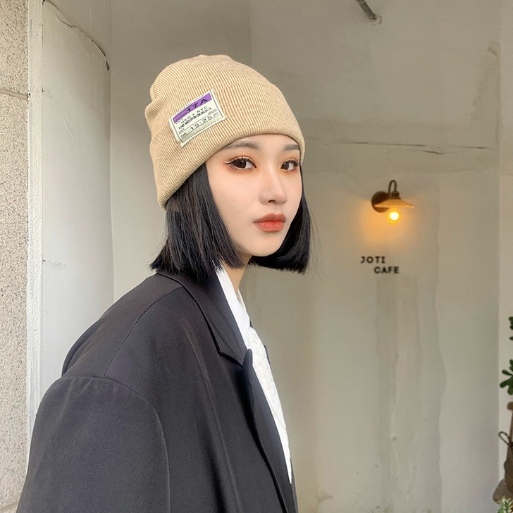 帽子女秋冬季百搭毛线帽潮卷边保暖针织帽网红...