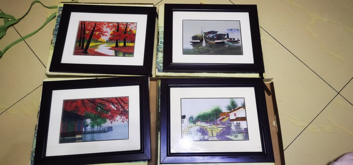 100元四幅画苏绣长29.2厘米宽23.3...